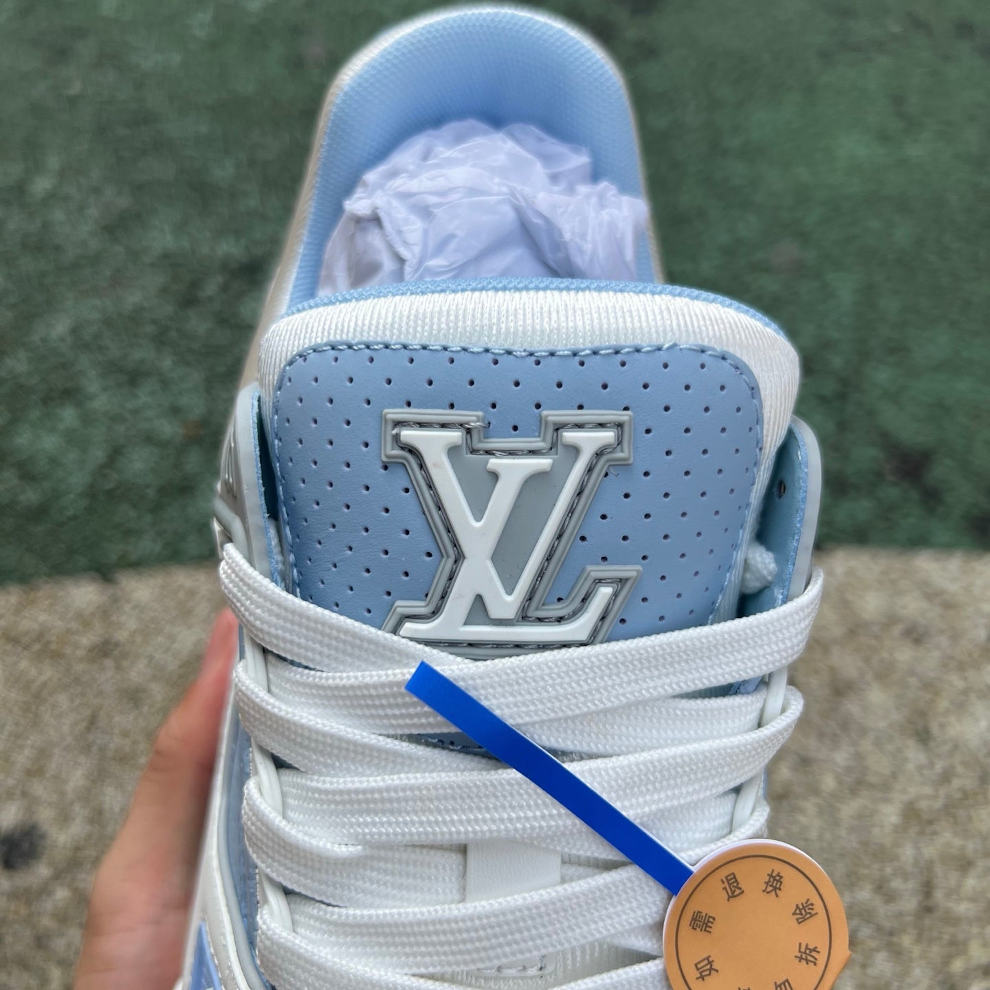 LOUIS VUITTON Trainer Lv blanco azul plata