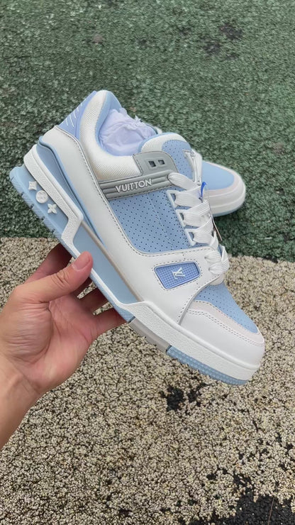 LOUIS VUITTON Trainer Lv blanco azul plata